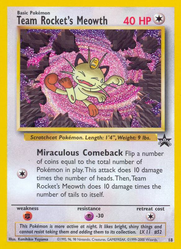 Team Rocket's Meowth Pokemon card from WoTC Promo