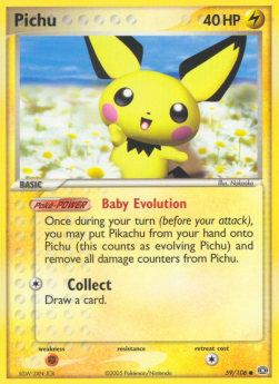 Pichu Pokemon card from EX Emerald