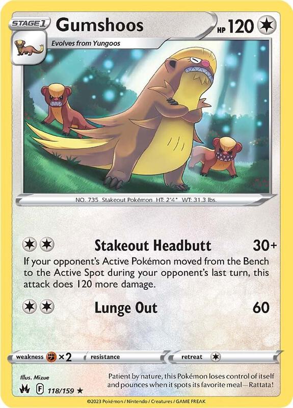 Gumshoos Pokemon card from Crown Zenith