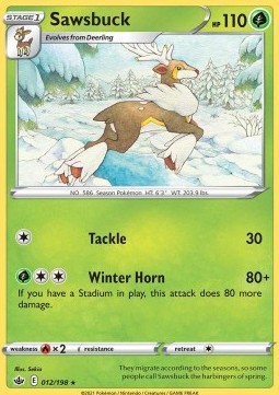 Sawsbuck Pokemon card from Chilling Reign