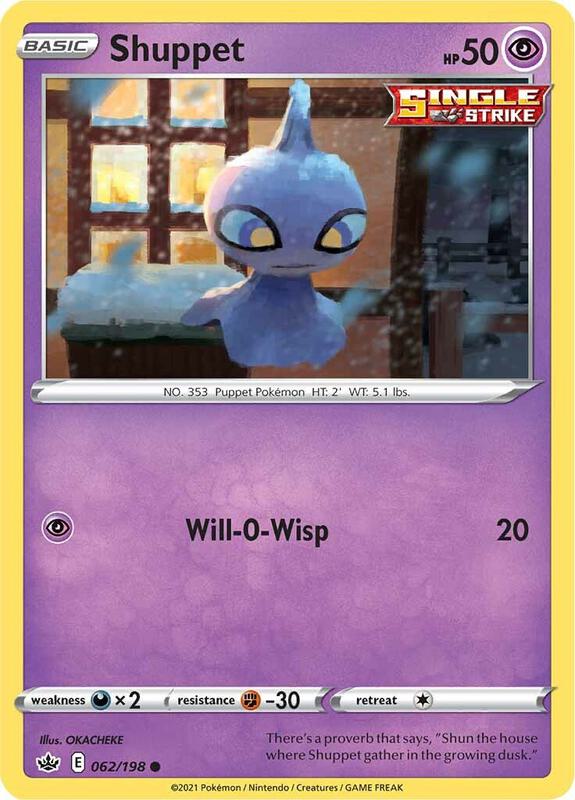 Shuppet Pokemon card from SWSH06: Chilling Reign