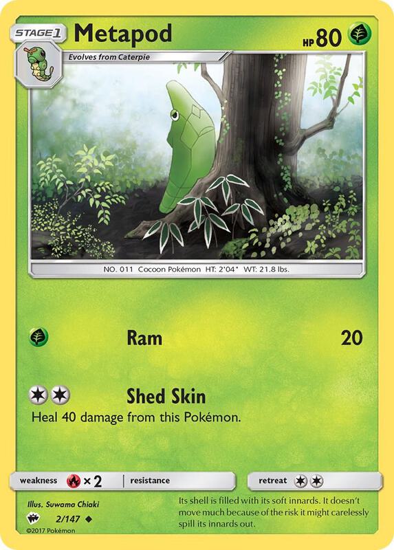 Metapod Pokemon card from SM - Burning Shadows