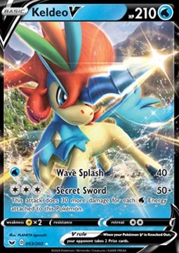 Keldeo V Pokemon card from Sword Shield