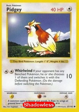 Pidgey Pokemon card from Base Set
