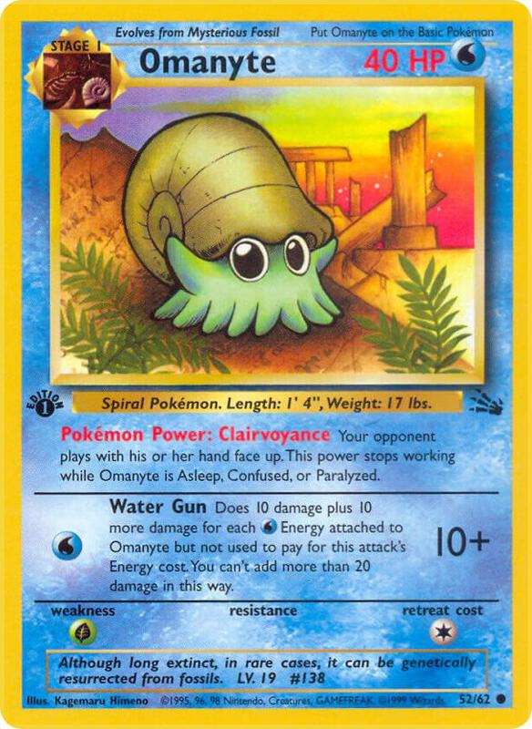 Omanyte Pokemon card from Fossil
