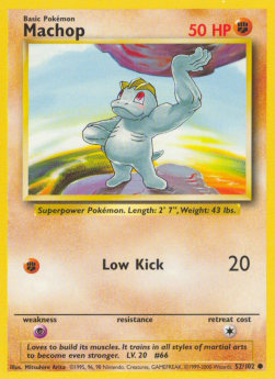 Machop Pokemon card from Base Set