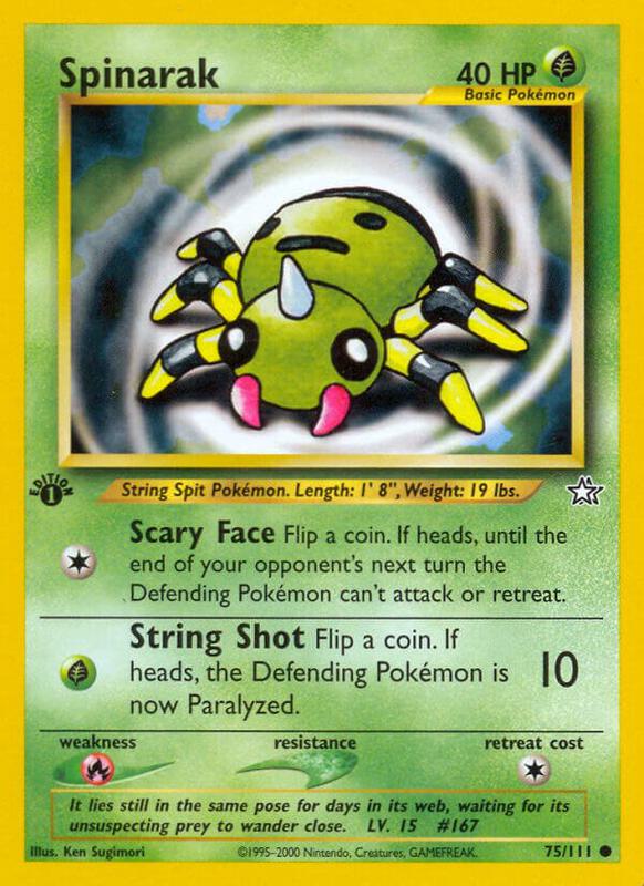 Spinarak Pokemon card from Neo Genesis