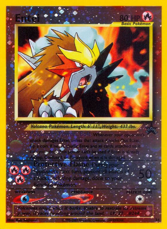 Entei Pokemon card from WoTC Promo