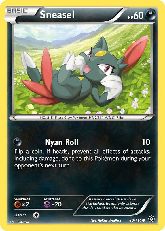 Sneasel Pokemon card from XY - Steam Siege