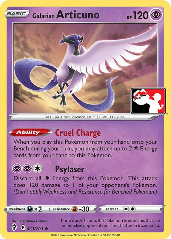 Galarian Articuno Pokemon card from Prize Pack Series Cards