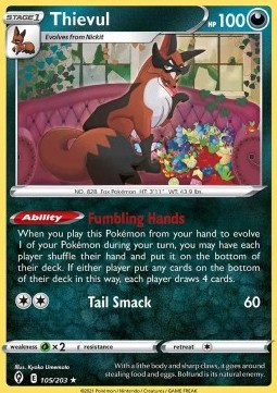 Thievul Pokemon card from Evolving Skies