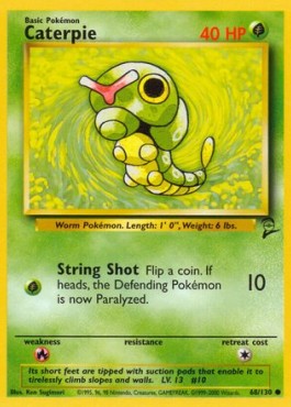Caterpie Pokemon card from Base Set 2