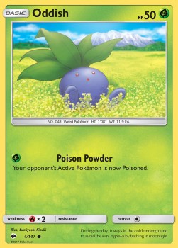 Oddish Pokemon card from Burning Shadows