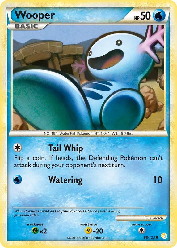 Wooper Pokemon card from HeartGold SoulSilver