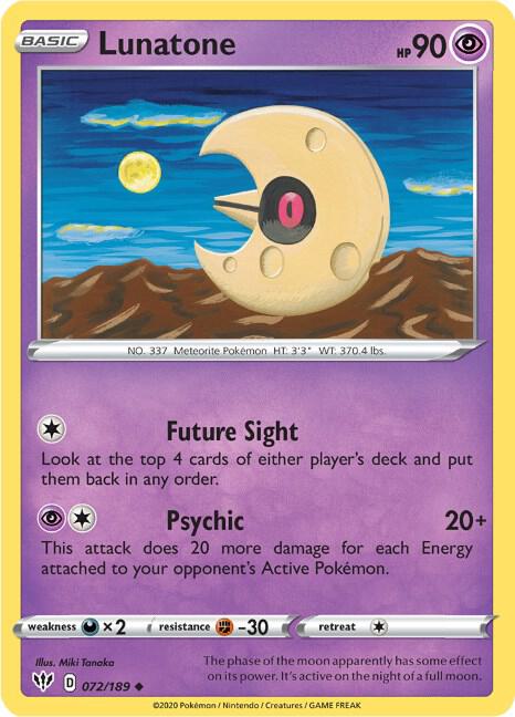 Lunatone Pokemon card from SWSH03: Darkness Ablaze