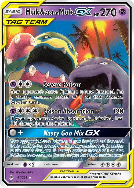 Muk & Alolan Muk GX Pokemon card from SM - Unbroken Bonds