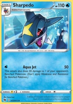 Sharpedo Pokemon card from Champion's Path