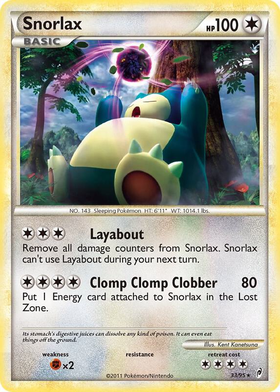 Snorlax Pokemon card from Call of Legends