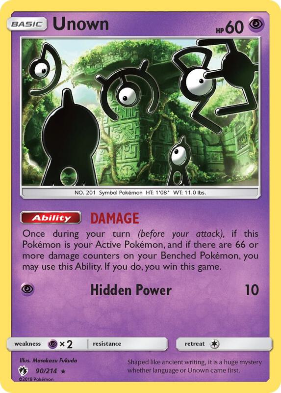 Unown (90) Pokemon card from SM - Lost Thunder