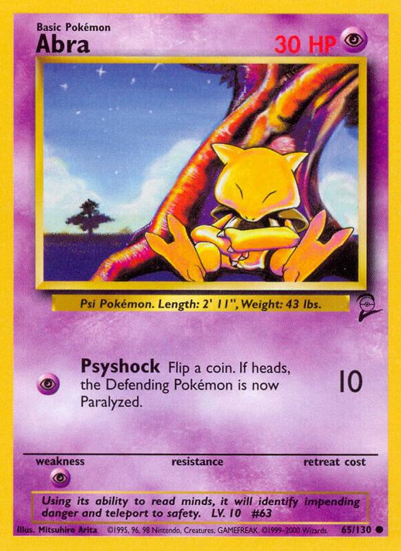 Abra Pokemon card from Base Set 2