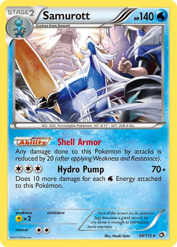 Samurott Pokemon card from Legendary Treasures