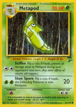 Metapod Pokemon card from Base Set 2