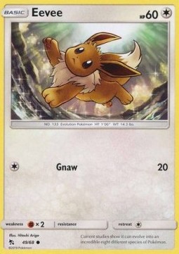 Eevee Pokemon card from Hidden Fates