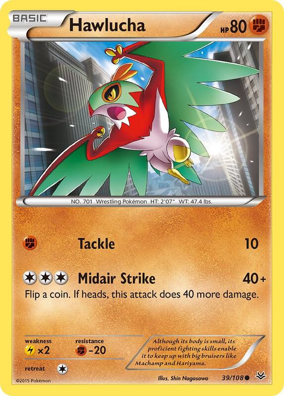 Hawlucha Pokemon card from XY - Roaring Skies