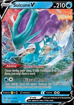 Suicune V Pokemon card from Evolving Skies