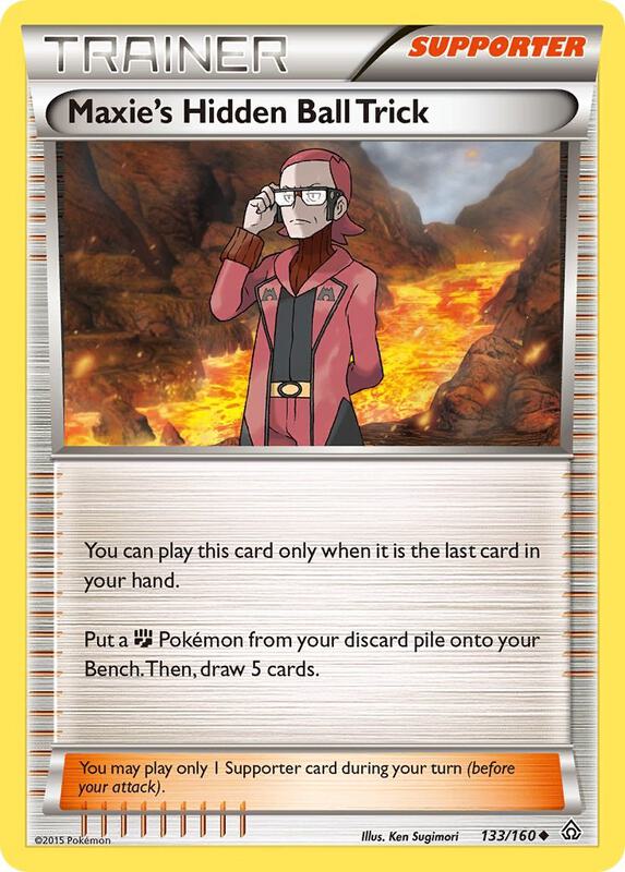 Maxie's Hidden Ball Trick Pokemon card from XY - Primal Clash