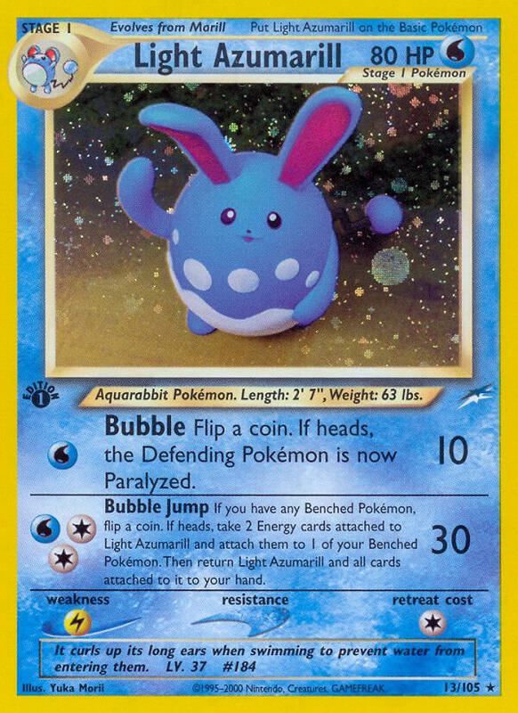 Light Azumarill Pokemon card from Neo Destiny