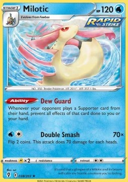 Milotic Pokemon card from Evolving Skies