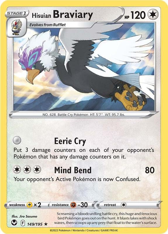 Hisuian Braviary Pokemon card from SWSH12: Silver Tempest