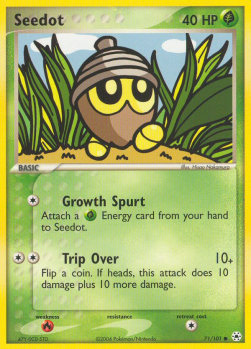 Seedot Pokemon card from EX Hidden Legends