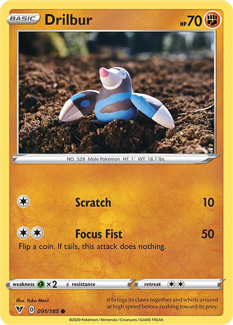 Drilbur Pokemon card from SWSH04: Vivid Voltage