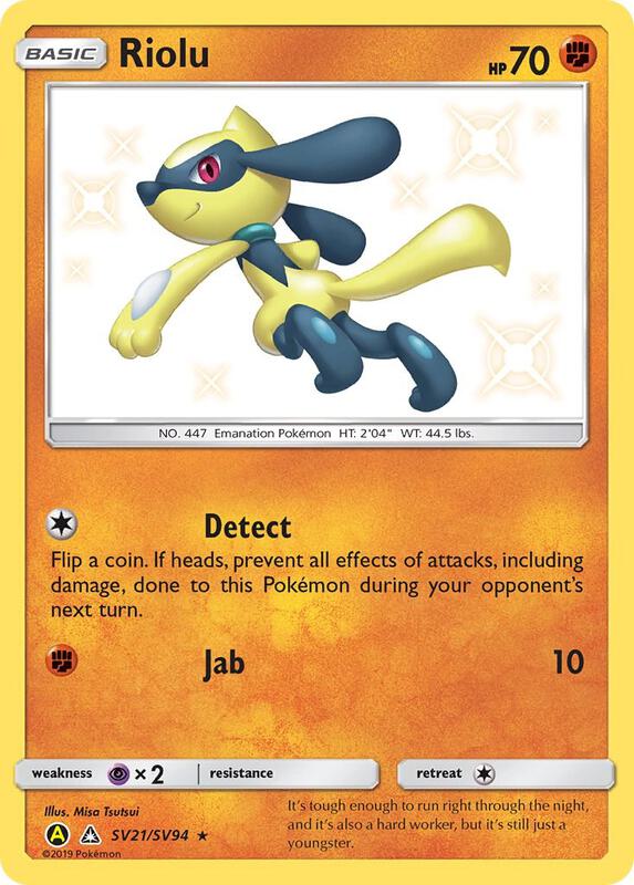 Riolu Pokemon card from Hidden Fates: Shiny Vault