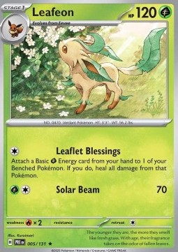 Leafeon Pokemon card from Prismatic Evolutions