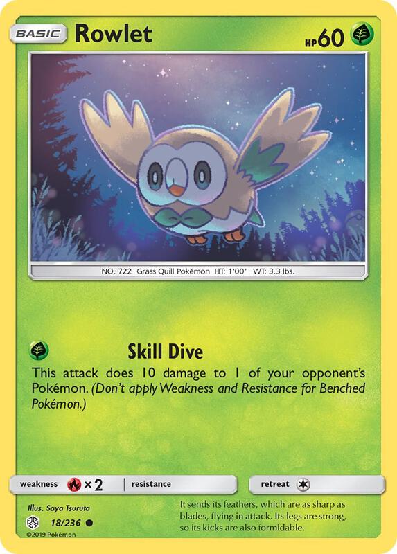 Rowlet Pokemon card from SM - Cosmic Eclipse