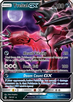 Yveltal GX Pokemon card from Forbidden Light