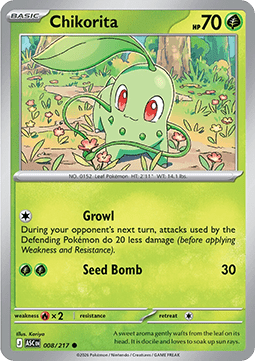 Chikorita Pokemon card from Ascended Heroes