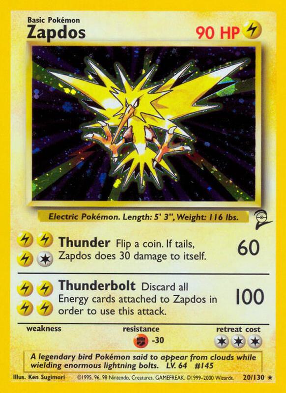 Zapdos Pokemon card from Base Set 2