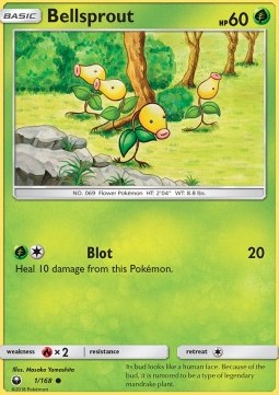 Bellsprout Pokemon card from Celestial Storm
