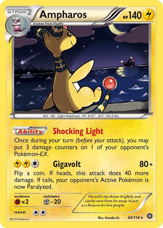 Ampharos Pokemon card from XY - Steam Siege