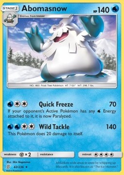 Abomasnow Pokemon card from Unified Minds