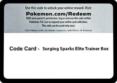 Code Card - Surging Spark Elite Trainer Box Pokemon card from SV08: Surging Sparks