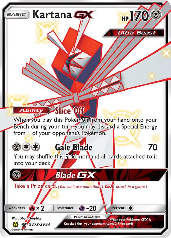 Kartana GX Pokemon card from Hidden Fates: Shiny Vault