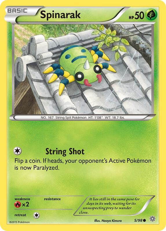 Spinarak Pokemon card from XY - Ancient Origins