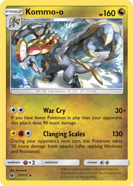 Kommo-o Pokemon card from SM - Crimson Invasion