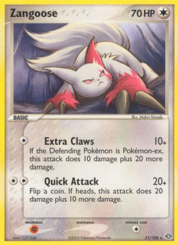 Zangoose Pokemon card from EX Emerald