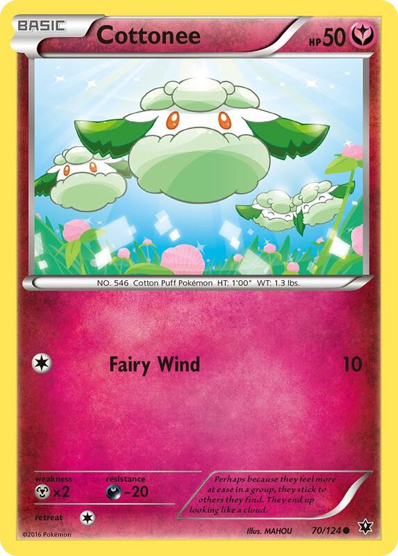 Cottonee Pokemon card from XY - Fates Collide
